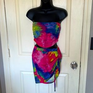Rainbow tie dye skirt set